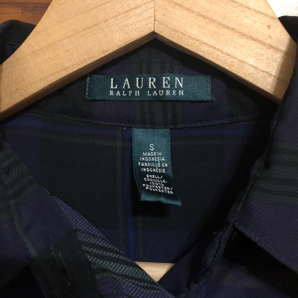 Ralph Lauren | Sheer Plaid Tunic Length Blouse - Picture 5 of 5